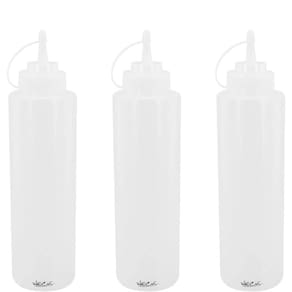Kit 3 Bisnaga Flexível Transparente 800ml Bartender Licor Leite Condensado Xarope