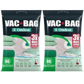 Kit 2 Vac Bag Extra Grande 80x100cm 1 Saco à Vacuo para Edredom Ordene Transparente