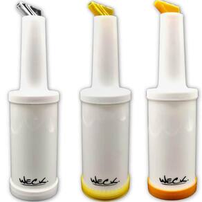 Kit 3 Garrafa Store`n Pour 1l Amarela Branca Laranja Armazenar e Servir Coquetéis