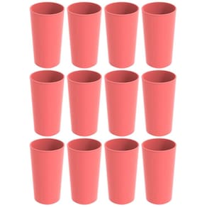 Conjunto 12 Copos Altos de Plástico 500ml Refeitório Escola Crippa Rosa Goiaba