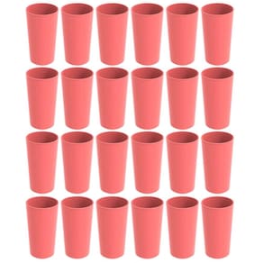 Conjunto 24 Copos Altos de Plástico 500ml Rosa Goiaba Refeitório Escolar Lanche Crippa