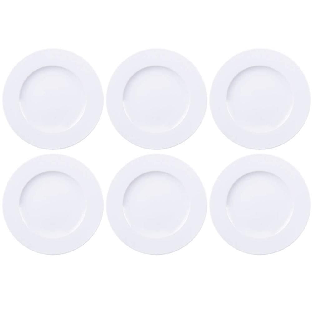 Jogo 6 Pratos Branco Tramontina de Porcelana 28cm Raso Mesa