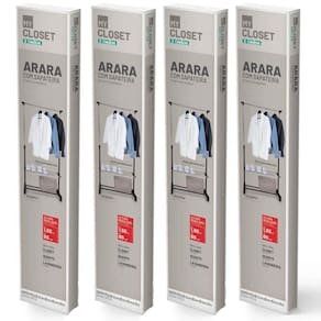 Kit 4 Araras Sapateira Regulável 80 a 155cm Ordene Expositor Calçados Closet Rodinhas My Closet