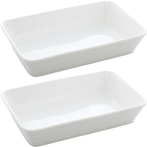 Kit 2 Refratários Línea de Porcelana Branca 29x20x5cm Lyor Travessa para Lasanha