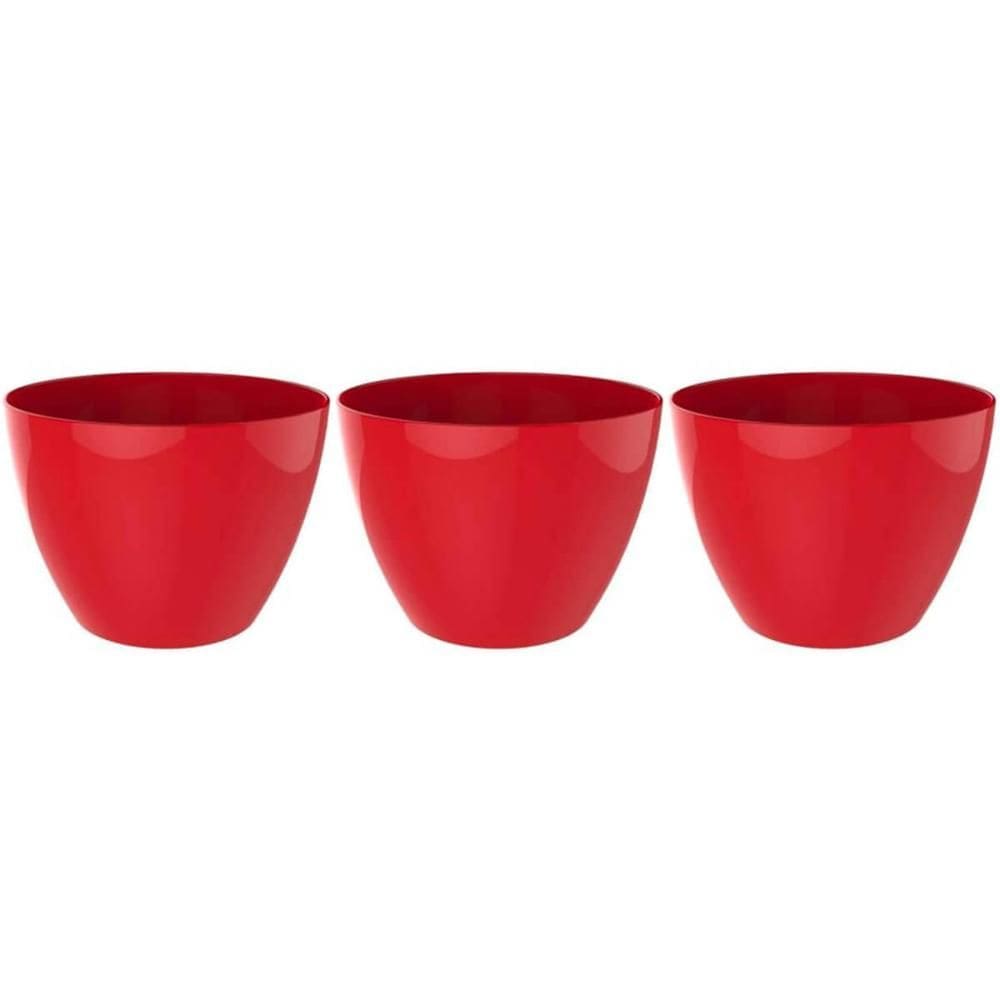3 Tigelas Redonda Grande 6,2L Vermelha Crippa Servir Salada Frutas Pratos Quentes