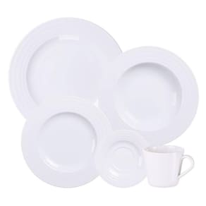 Aparelho de Jantar Porcelana Branca Tramontina Vibrare 20 Peças Pratos Xícaras Pires
