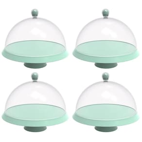 4 Porta Bolo com Cúpula e Pé 30cm Verde Menta Bubble Crippa Boleira Tortas Doces