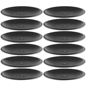 12 Pratos Rasos Redondos de Plástico 26cm Pretos para Lanches Uz Grande para Refeições