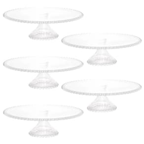 5 Boleiras com Pé Prato Porta Bolo 31cm Cristal Pearl Bolos Doces e Tortas Wolff