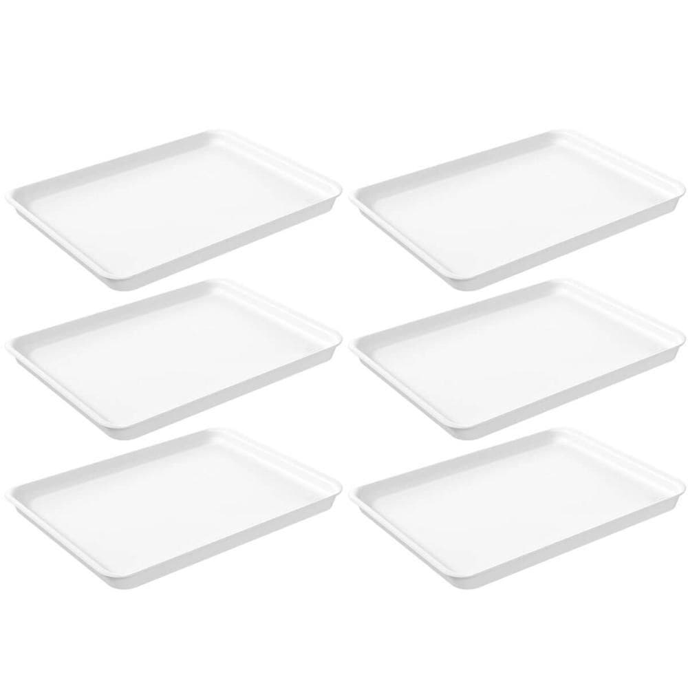 Kit 6 Bandejas Plásticas Brancas 32x23cm Coza Servir Hamburguer Restaurantes Uno