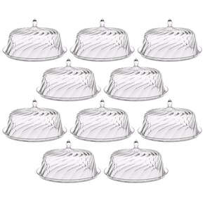Conjunto 8 Porta Bolos Transparente com Cúpula 25cm Tortas Doces Padaria Hotel Crippa