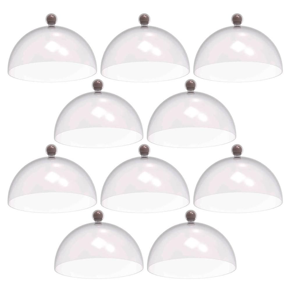 Kit 8 Cúpulas de Plástico 25cm para Doces Bolos Tortas Amêndoa Padaria Hotel Crippa