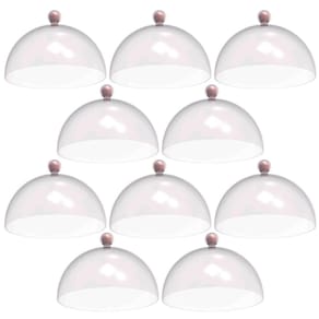 Kit 8 Cúpulas Plásticas 30cm Rosa para Bolo Torta Doces Hotel Confeitaria Bubble Crippa