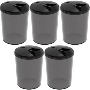 Kit 5 Porta Farofa Temperos Farinheiras com Tampa 400ml Fumê Recipientes de Condimentos