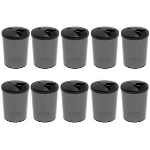 Conjunto 10 Farinheiras Plásticas 400ml Fumê com Tampa Crippa Porta Temperos Condimentos