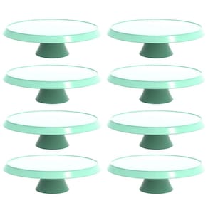 8 Porta Bolos e Tortas Verde Menta com Pé 28cm Bubble Crippa Boleiras para Confeitarias Docerias