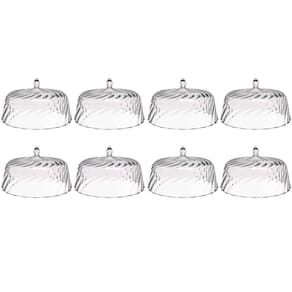 8 Cúpulas de Plástico 25cm Transparente para Bolos Tortas Doces Pratos Glassy Crippa
