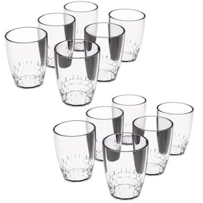 Kit 12 Copos Crippa 300ml Plástico Transparente Trama Água Suco Refrigerante Escolar Refeitório