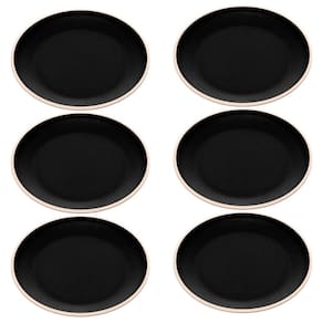 Jogo 6 Pratos de Sobremesa 21,5cm de Melamina Class Preto Ra