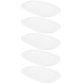5 Bandejas para Servir Melamina Branca 34x22cm Buffet Travessa de Saladas Oval Restaurante