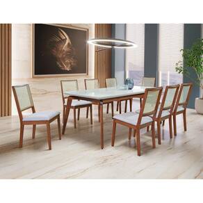 Sala de Jantar Maciça 8 Cadeiras 220x110 Jade Art Salas