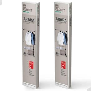 Kit 2 Araras Sapateiras Regulável 80 a 155cm Ordene Expositor Calçados Closet Rodinhas My Closet