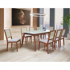 Sala de Jantar Maciça 8 Cadeiras 220x110 Jade Art Salas