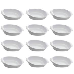 Conjunto 12 Travessas Melamina Branca com Alça Oval 31,5x18cm Milão Lyor