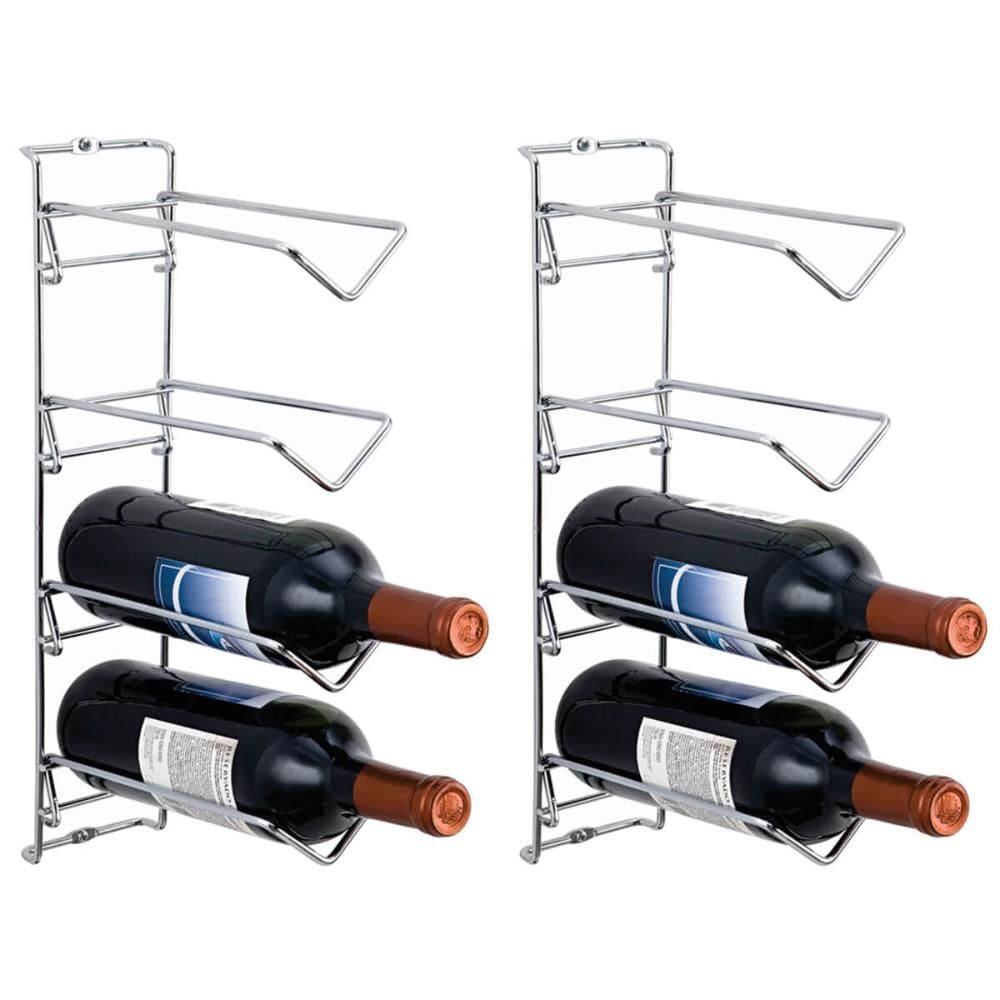 Kit 2 Adegas de Parede 4 Garrafas Suporte de Vinho Aramado Masutti 23x9x40cm