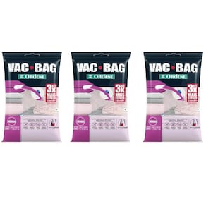 Kit 3 Vac Bag Jumbo Ordene 110x100cm Saco a Vácuo Plástico Edredom Casacos