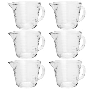 Kit 6 Jarras Medidoras de Vidro 700ml Lyor Copos Medidas Receitas Alça Bico