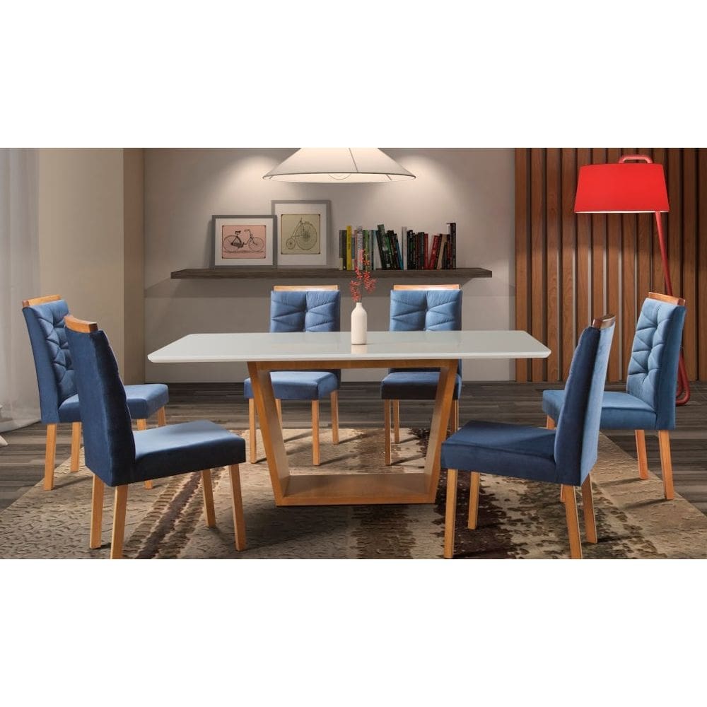 Sala de Jantar Completa com 6 Cadeiras 2,20x1,0 metros - Turim - Art Salas