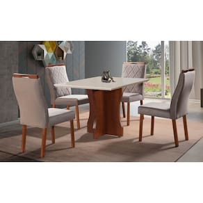 Sala de Jantar maciça 4 Cadeiras 1x1 Bella Art Salas