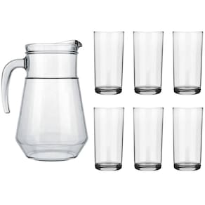 Conjunto 6 Copos Long Drink 300ml Jarra 1,5l em Vidro Transp