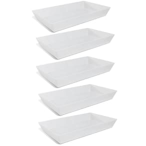 Kit 5 Travessas Melamina Brancas 53x32cm Restaurante Buffet Servir Salada Massa Carne