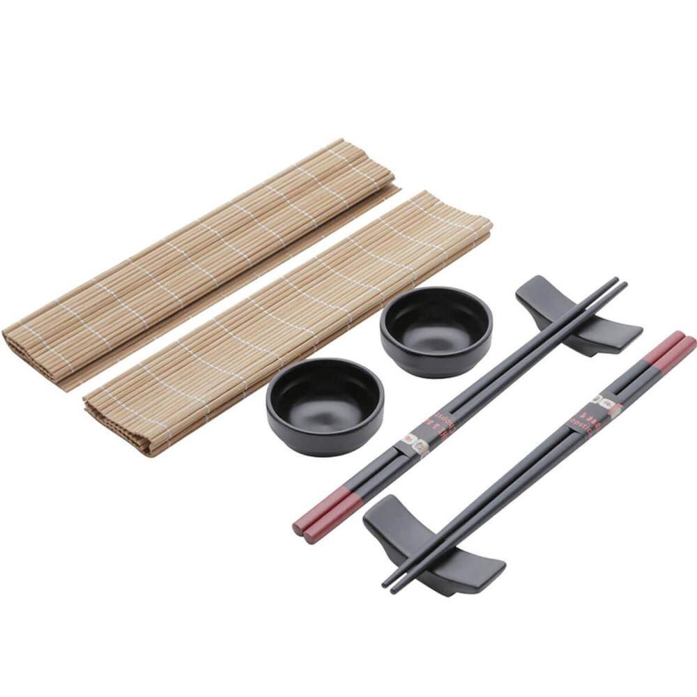 Kit 48 Peças Sushi Esteira Molheira Suporte Hashi 12 Pessoas Cerâmica Bambu Shoyo Comida Japonesa Lyor