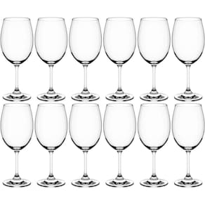 Jogo 12 Taças Sense de Vidro Cristal 450ml Transparente para Vinho Tinto Branco Rose