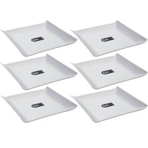 Kit 6 Pratos 16cm Quadrados Coza Cosy Servir Frutas Sorvete Frios Pequenos Casual