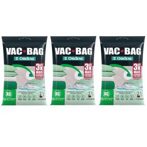 Kit 3 Vac Bag Extra Grande 80x100cm Saco à Vácuo para Edredom Ordene Transparente