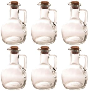 6 Galheteiros Servir Garrafa de Vidro Tampa Rolha Azeite 180ml Lyor Porta Condimentos de Mesa