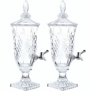 2 Suqueiras Dublin Cristal 2L Lyor Dispenser Bebidas Água Sucos Coquetéis 15x46cm