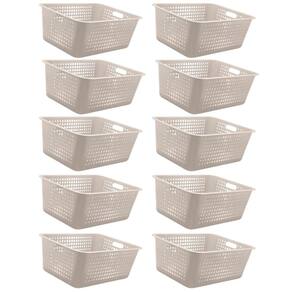 Kit 10 Caixas Organizadoras 40l com Alça Lateral Multiuso Ma