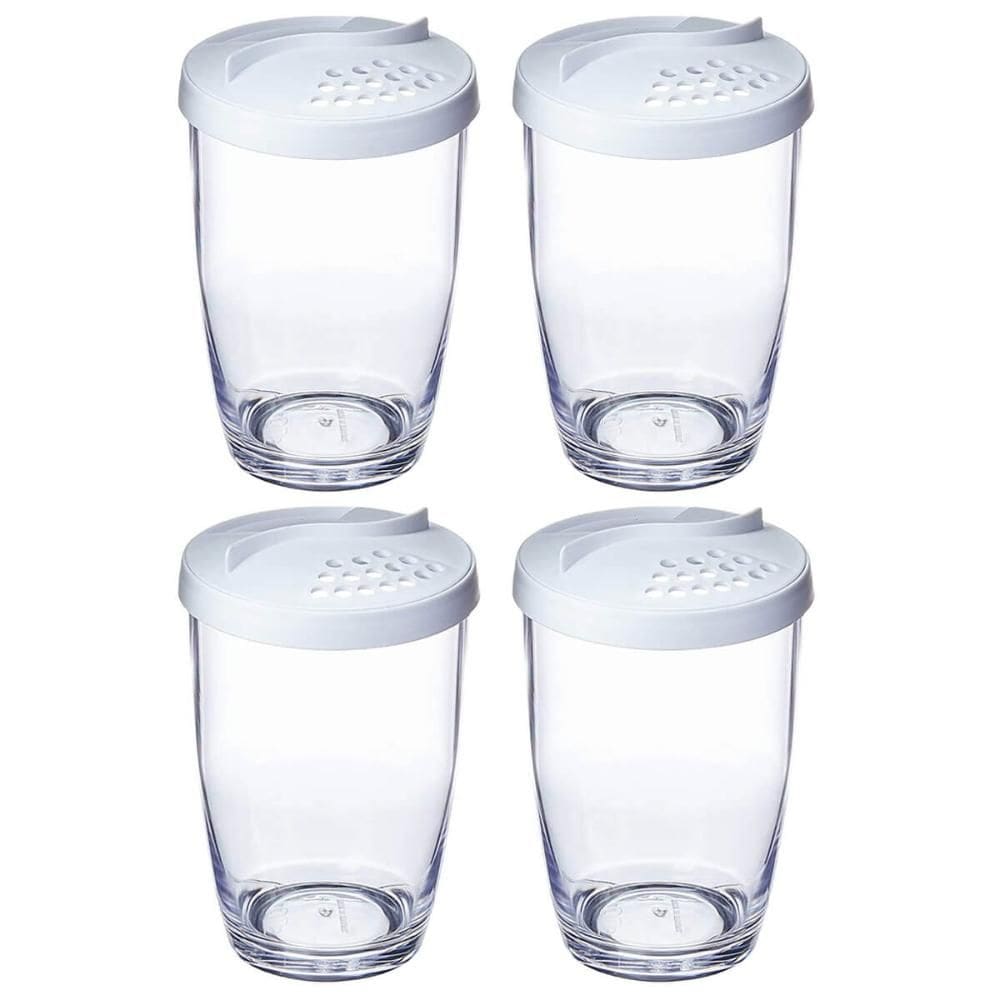 Kit 4 Queijeiras Farinheiras Plásticas com Tampa 350ml Brancas Ou Restaurante Buffet