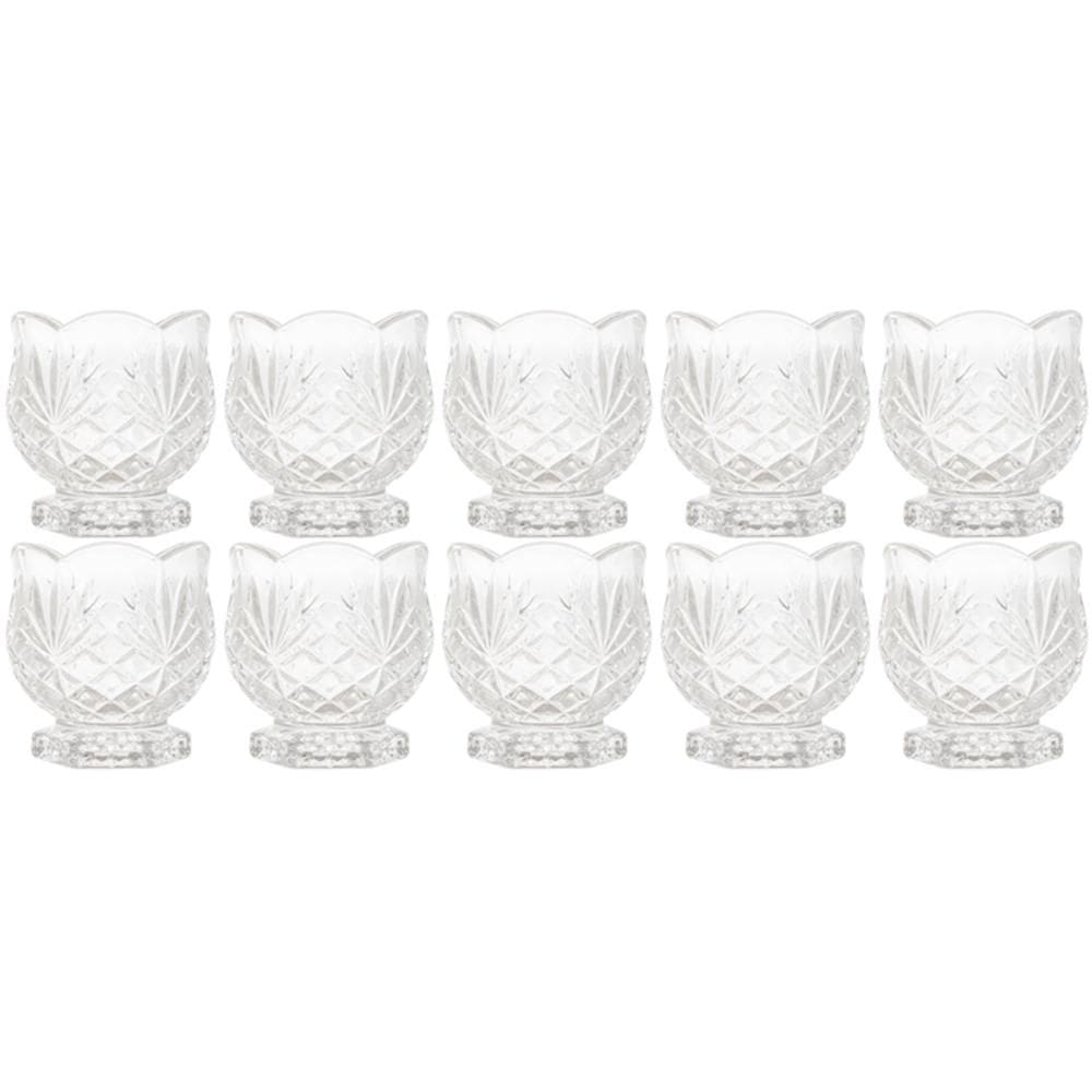 Kit 10 Porta Talheres 8x8cm Mini Organizador de Mesa Dublin Decorativo em Vidro Cristal Lyor