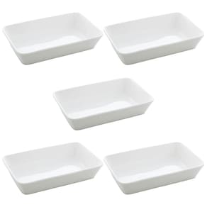 Conjunto 5 Assadeiras Travessas de Porcelana Branca 26x17cm Restaurante Buffet Lyor