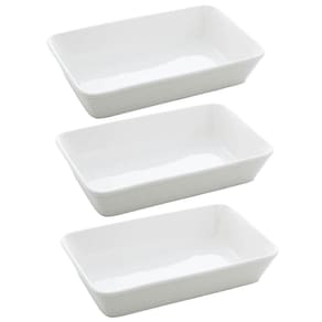 Kit 3 Assadeiras de Porcelana Branca 1,5L Refratário Lyor Retangular Servir Restaurante