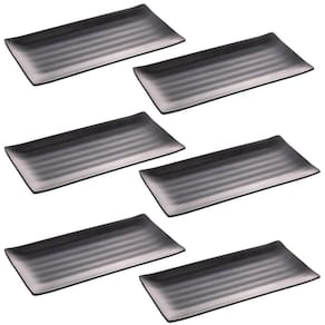 Kit 6 Pratos Sushi Travessa Melamina Preta 30x15cm Lyor Tóquio Comida Japonesa