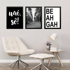 Kit 3 Quadros Cidade De Belo Horizonte 45X34Cm - Com Vidro