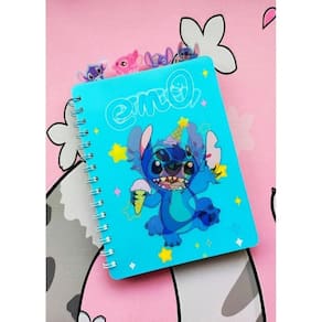 Caderno Holográfico Stitch A4 Com 4 Divisórias E 80 Folhas