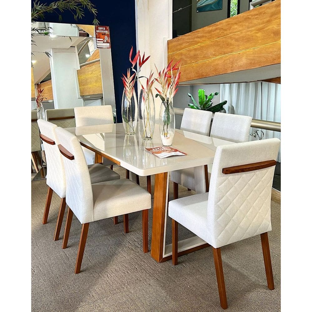 Sala de Jantar Maciça 6 cadeiras 1,80Real/Luxury Requinte